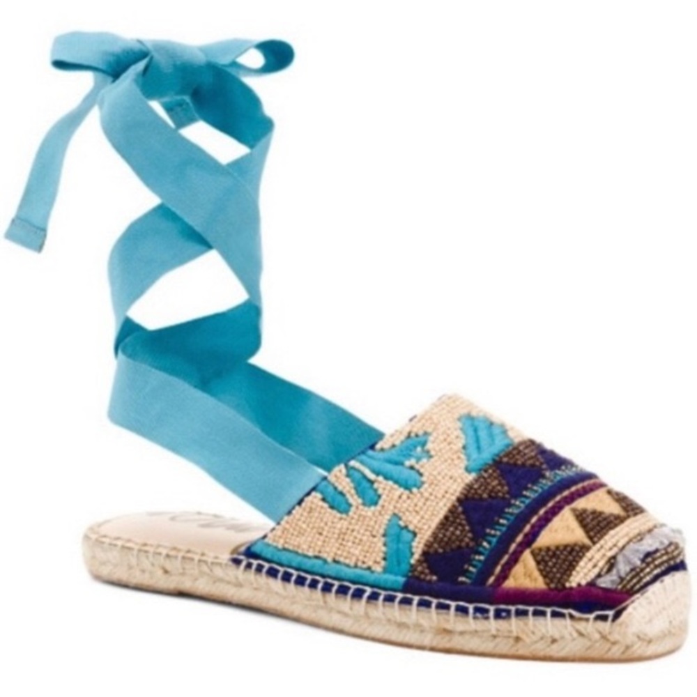 Sam Edelman Karolyn Blue Lace up espadrilles